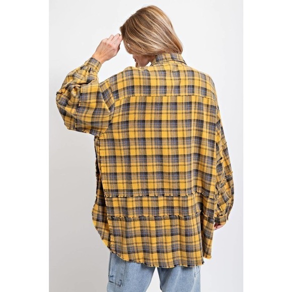 Mineral Washed Plaid Shirt - Picture 5 of 9